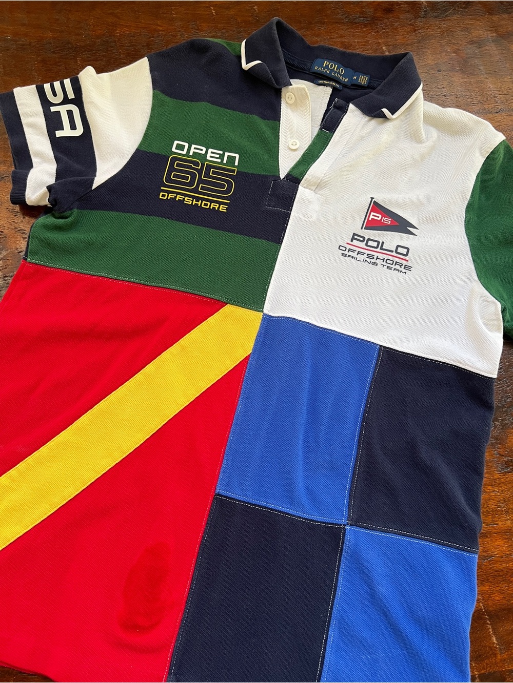 Polo Ralph Lauren "Open 65" Offshore Sailing Team Patchwork Polo Shirt Men's M - Picture 4 of 13